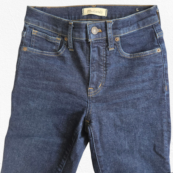 Madewell 9" Dark Wash Stretch Tencel Denim Mid-Rise Skinny Jeans Size 24 - Picture 3 of 10